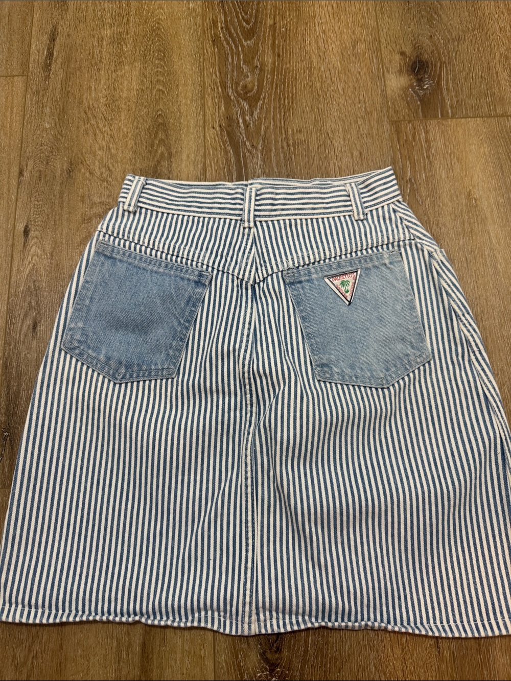 Palmetto Vintage Striped Denim Mini Skirt with Patch